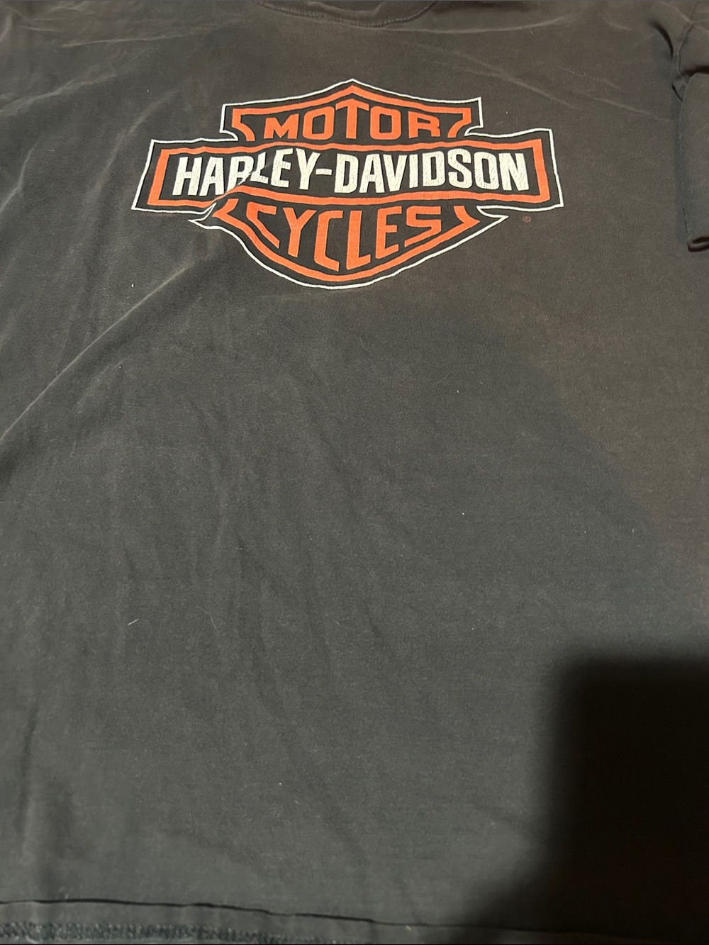 Vintage 2009Harley-Davidson Black T-Shirt with Orange and White Logo
